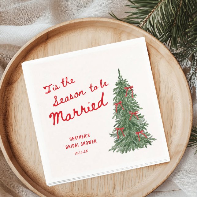 Tis the Season to be Married Holiday Bridal Shower Napkins (Creator Uploaded)