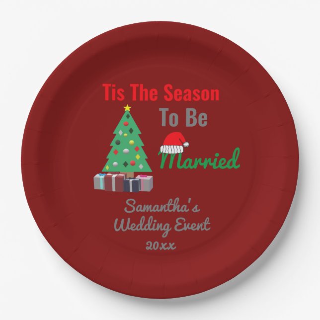 Tis The Season To Be Married Paper Plate (Front)