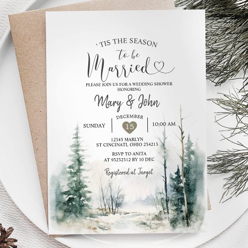 Tis the season to be married Pine Trees Invitation