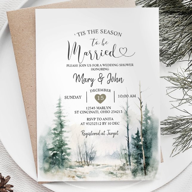 Tis the season to be married Pine Trees Invitation (Creator Uploaded)