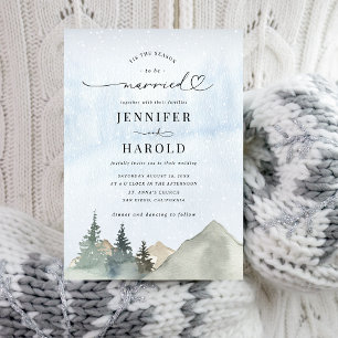 Tis the Season to be Married Snow Forest Wedding Invitation