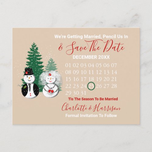 Tis The Season To Be Married Wedding Announcement Postcard
