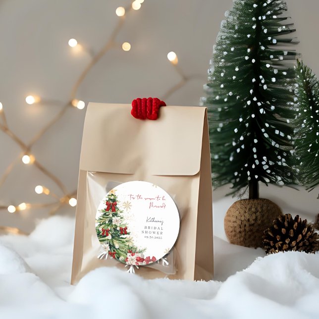 Tis the Season to be married Winter Bridal Shower  Classic Round Sticker (Creator Uploaded)