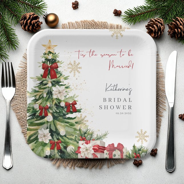 Tis the Season to be married Winter Bridal Shower  Paper Plates (Creator Uploaded)