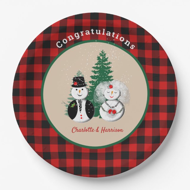 Tis The Season To Be Married Winter Cute Paper Plates (Front)