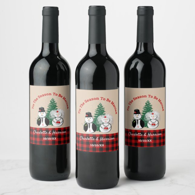 Tis The Season To Be Married Winter Cute Wine Label (Bottles)