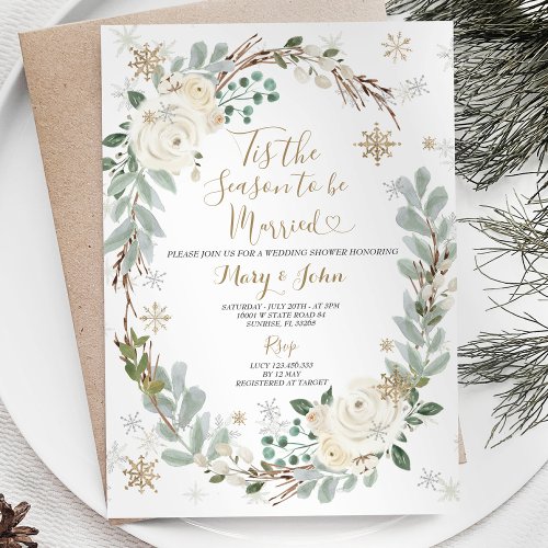 Tis the Season to Be Married Winter Floral Invitation