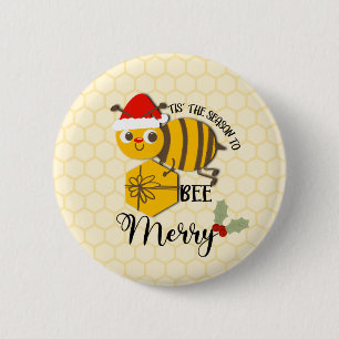 Tis the season to be merry bee  card button