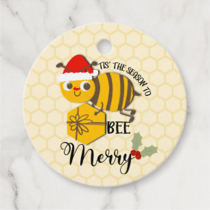 Tis the season to be merry bee card favor tags