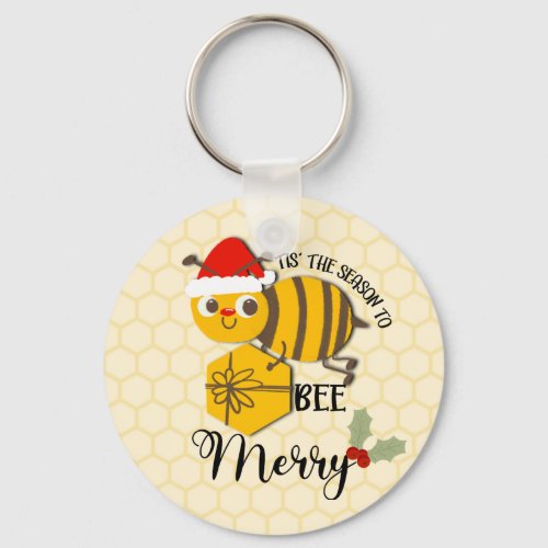 Tis the season to be merry bee  card keychain