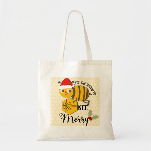 Tis the season to be merry bee  card tote bag