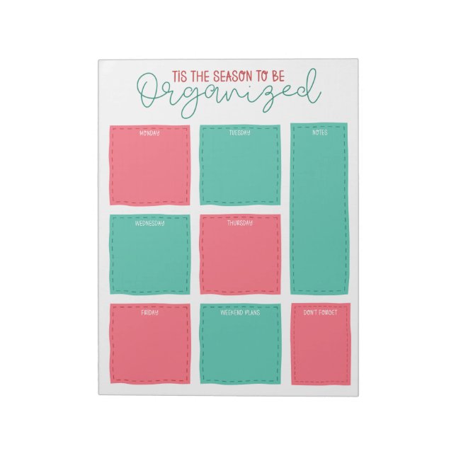 Tis the Season to be Organized Christmas Planner Notepad (Rotated)