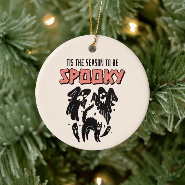 Tis the Season to be Spooky Creepy Halloween  Ceramic Ornament (Tree)