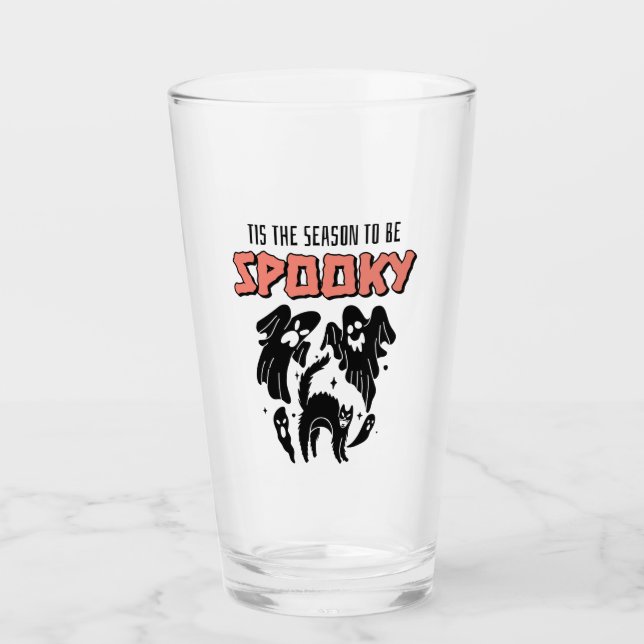 Tis the Season to be Spooky Creepy Halloween  Glass (Front)