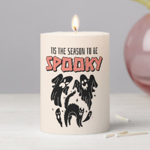 Tis the Season to be Spooky Creepy Halloween Pillar Candle