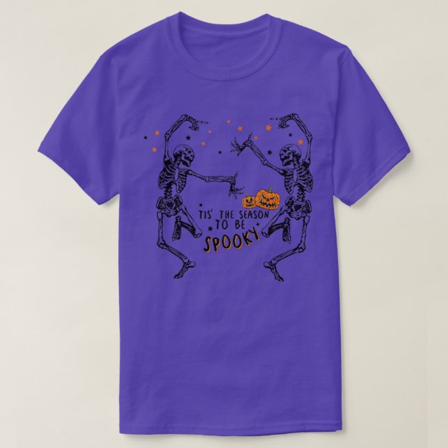 Tis The Season To Be Spooky Fall Halloween Dancing T-Shirt (Design Front)