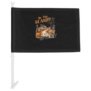 Tis The Season To Be Spooky Fall Halloween Retro C Car Flag