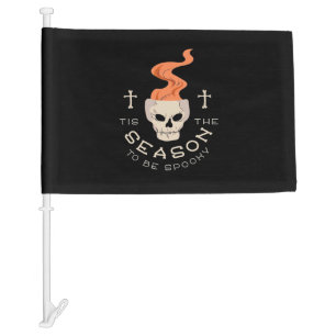 Tis The Season To Be Spooky Halloween Skull Car Flag