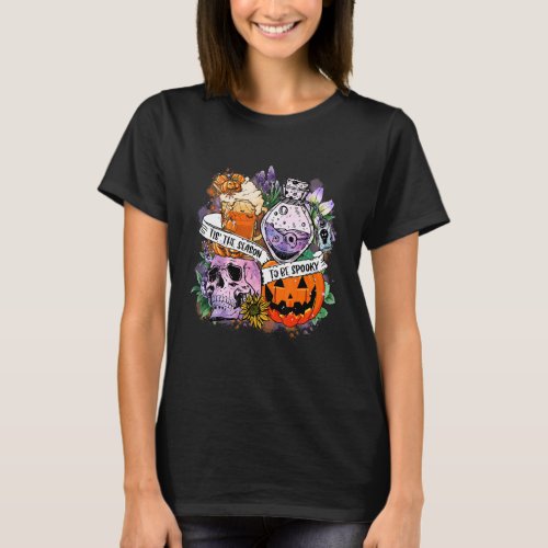 tis The Season To Be Spooky  Halloween Skull Pump T_Shirt