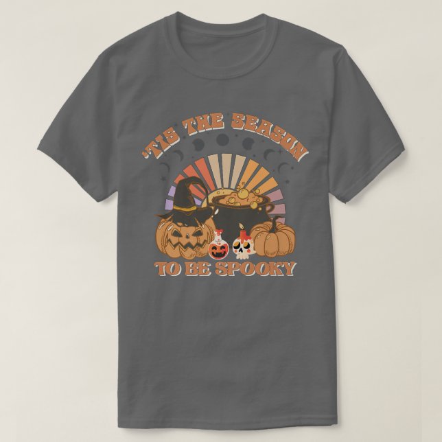 Tis The Season To Be Spooky Moonphase Pumpkin Hall T-Shirt (Design Front)