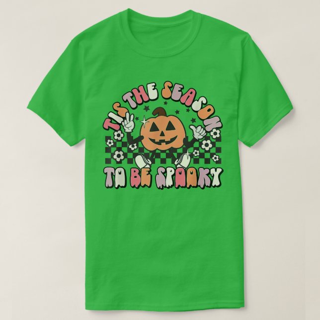 Tis The Season To Be Spooky Pumpkin Funny Hallowee T-Shirt (Design Front)