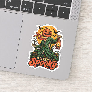 Tis The Season To Be Spooky Pumpkin Scarecrow Vint Sticker