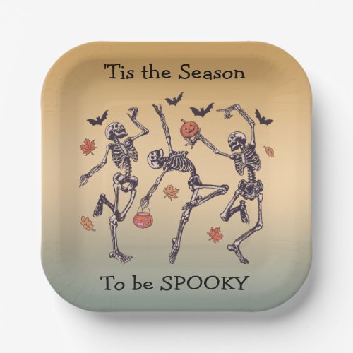 Tis The Season to Be Spooky _  Skeletons Dancing Paper Plates
