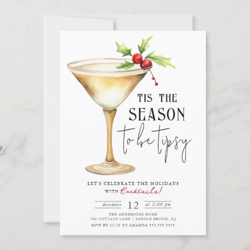 Tis the Season to Be Tipsy Cocktail Party Invitation