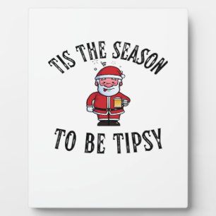 Tis The Season To Be Tipsy Vintage Drunk Santa Dri Plaque
