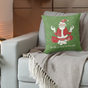 Tis The Season To Breathe Yoga Santa Throw Pillow