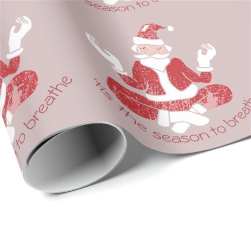 Tis The Season To Breathe Yoga Santa Wrapping Paper
