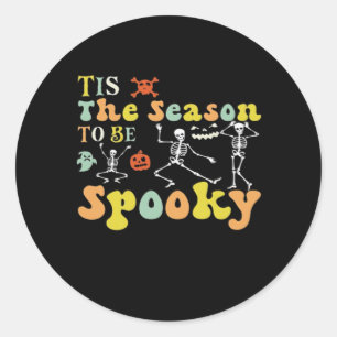 Tis The Season To Creepy Funny Dancing Skeletons M Classic Round Sticker