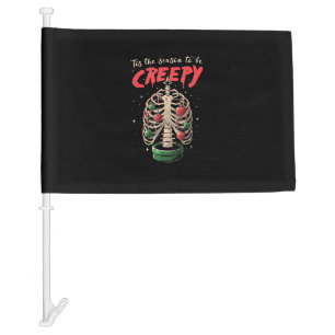 Tis The Season To Creepy Skeleton Tree Car Flag