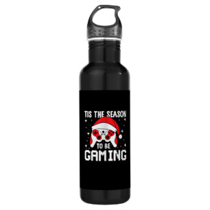 Tis The Season To Gaming Christmas Gamer Heartbeat Stainless Steel Water Bottle