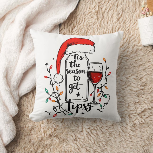 'Tis The Season to Get Tipsy  Throw Pillow (Blanket)