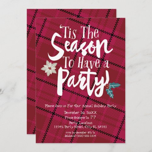 Tis The Season to Have a Party Holiday Invitations