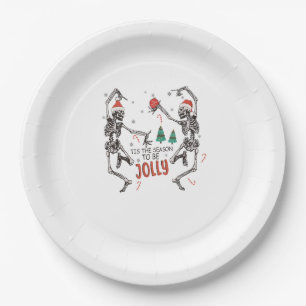 Tis The Season To Jolly Funny Christmas Skeleton D Paper Plates