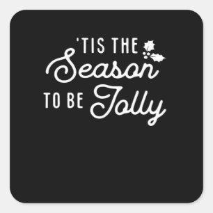 Tis The Season To Jolly Retro Style Square Sticker