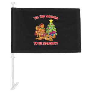 Tis The Season To Naughty Gingerbread Man Couple Car Flag