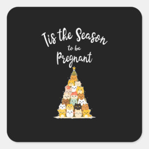 Tis The Season To Pregnant Cute Christmas Tree Men Square Sticker