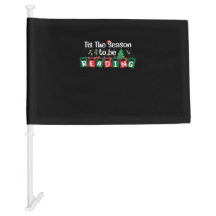 Tis The Season To Reading Christmas Teacher Book Car Flag