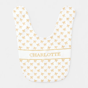 Tis' The Season To Sparkle Christmas Bow Gold Baby Bib