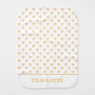 Tis' The Season To Sparkle Christmas Bow Gold Baby Burp Cloth