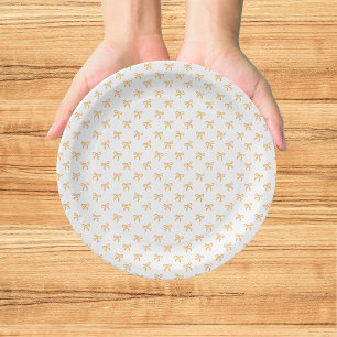 Tis' The Season To Sparkle Christmas Bow Gold Paper Plates