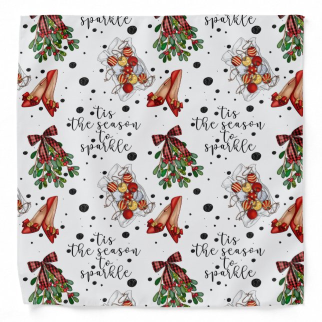 Tis The Season to Sparkle Christmas Holiday Bandana (Front)