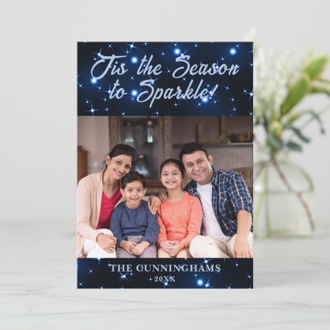 Tis the Season to Sparkle Christmas Holiday Card (Standing Front)