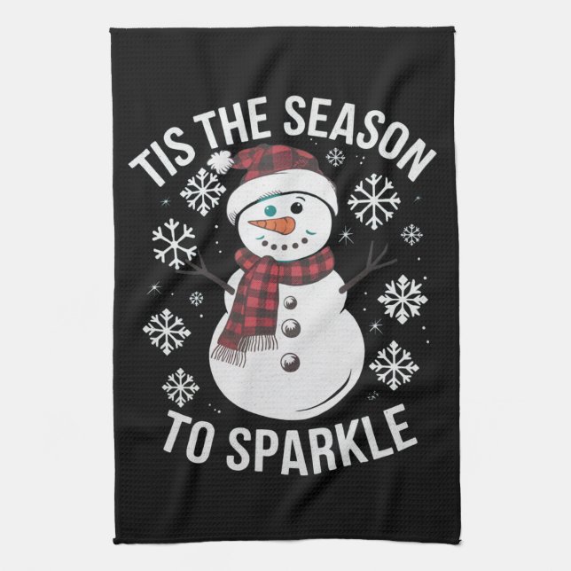 Tis The Season To Sparkle Christmas Holiday Gift Kitchen Towel (Vertical)