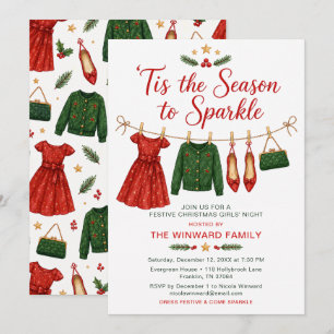 'Tis the Season to Sparkle Girls' Night Party Invitation