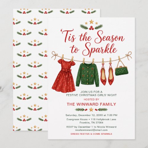 'Tis the Season to Sparkle Girls' Night Party Invitation
