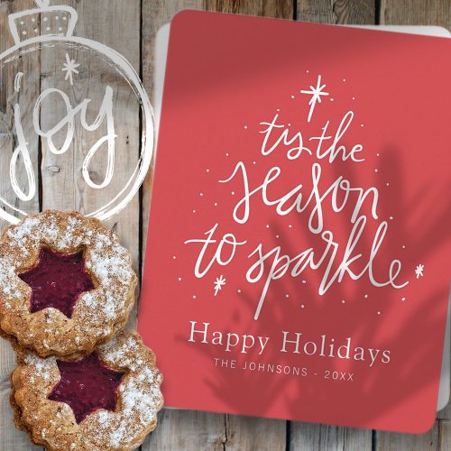 Tis The Season To Sparkle Modern Christmas Tree Holiday Card